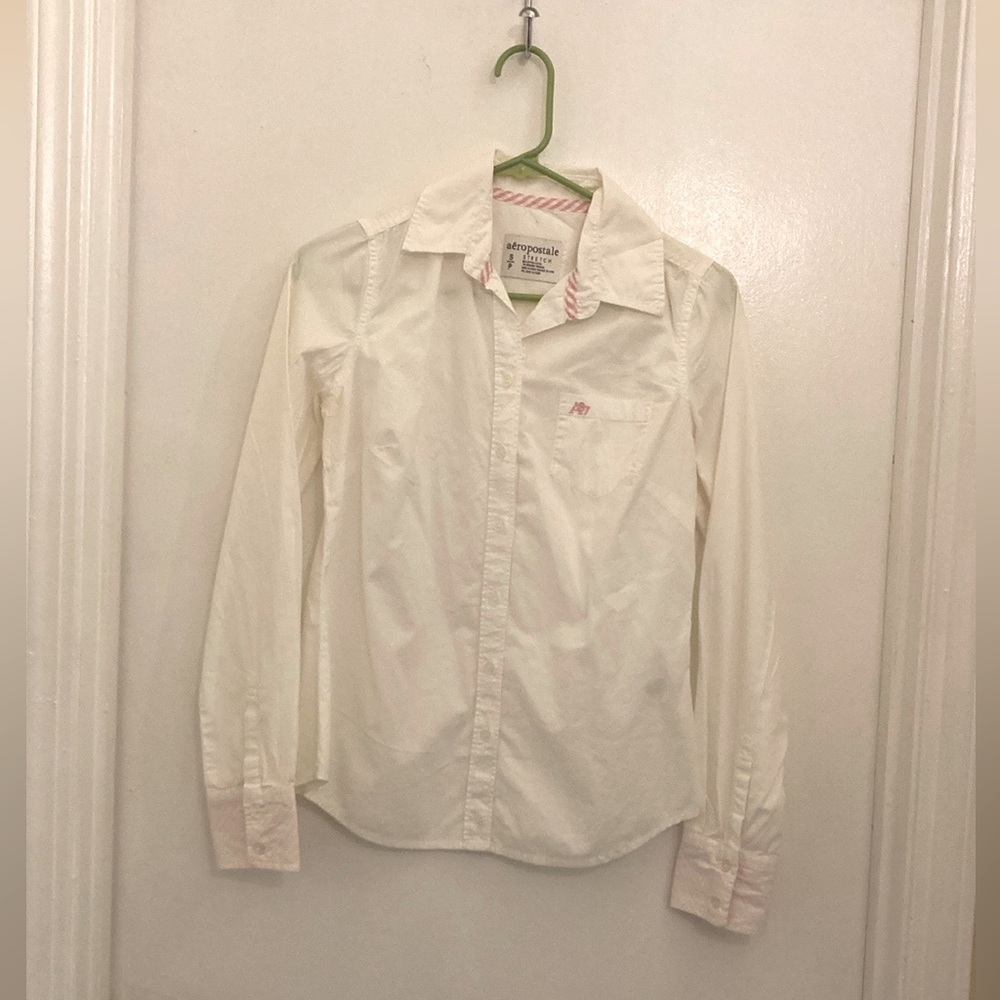 Aéropostale white button down cotton shirt size S small